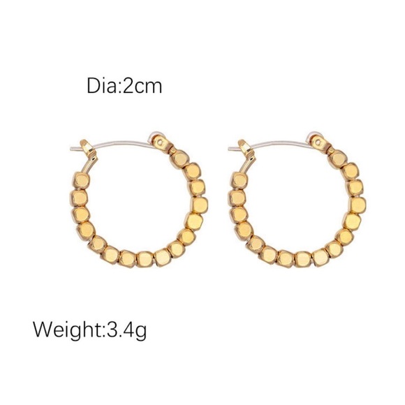Any 2/$20! Gold Cubical Bead Small Hoop Earrings - Picture 6 of 8